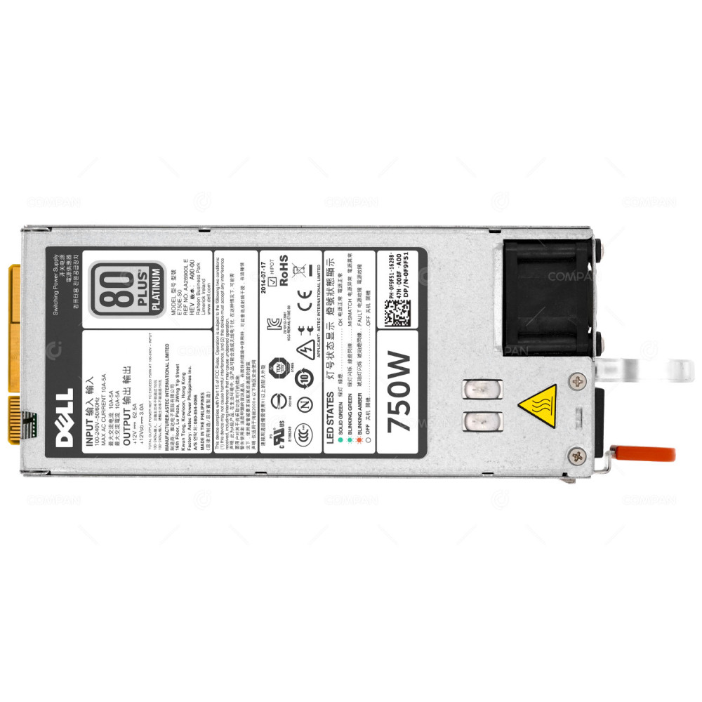 F9F51 DELL 750W POWER SUPPLY 80 + PLATINUM FOR R520 R620 R720 R720XD T320 T420